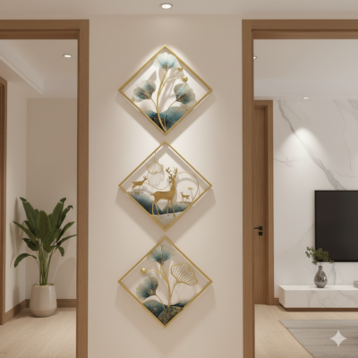Gold Metal Wall Art For Home Decor Pack Of 3