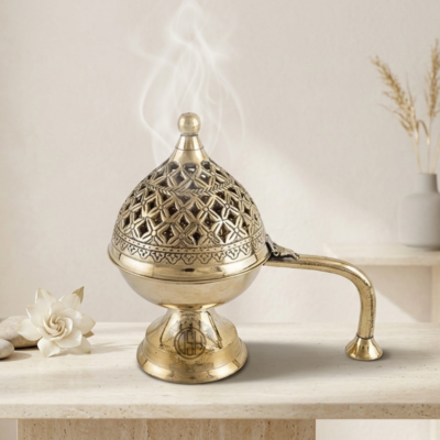 Gold Brass Incense Burner For Pooja