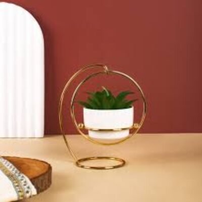 Gold Metal Hanging Planter For Home Decor